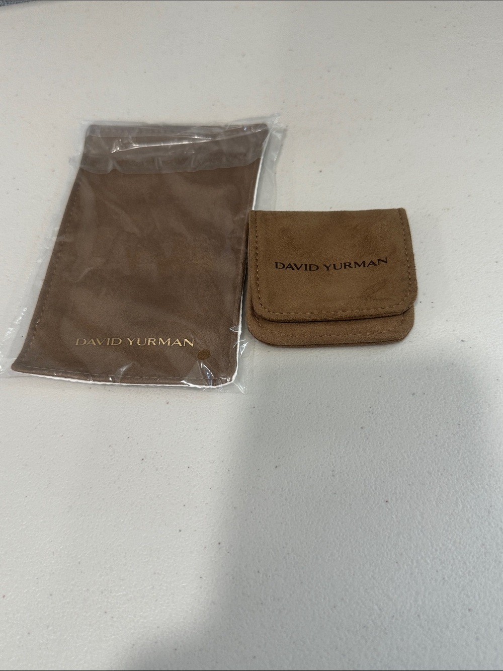 David Yurman Tan Suede Jewelry Pouch and polishing cloth. 2026 edition.